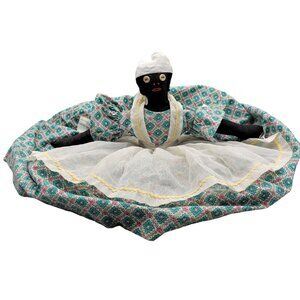 Handmade Vintage Jamaican Half Doll Dress Apron Scarf Shelf Sitter